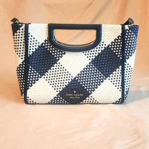 Kate Spade Gingham woven straw handbag
